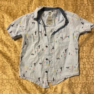 Cactus and Jeep adventure short sleeve button down